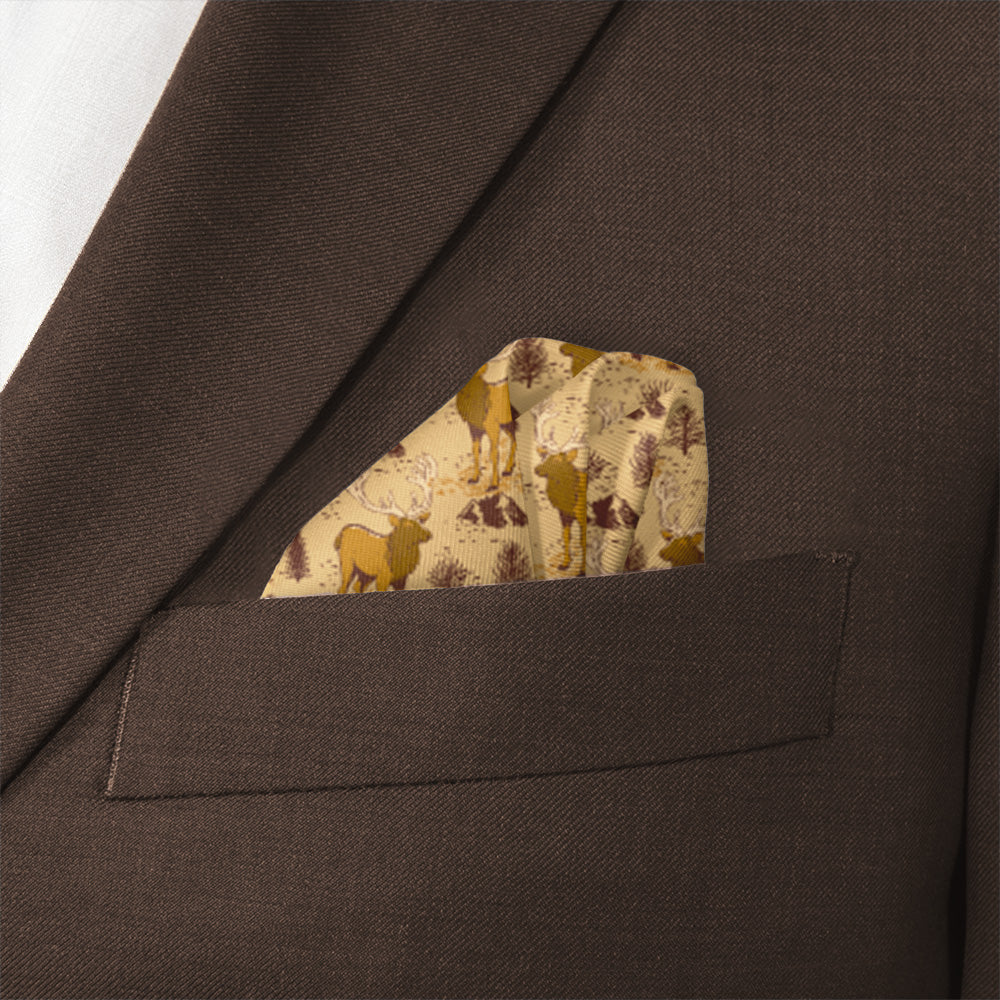 Evergreen Elk Pocket Square - Wave Fold - Knotty Tie Co.