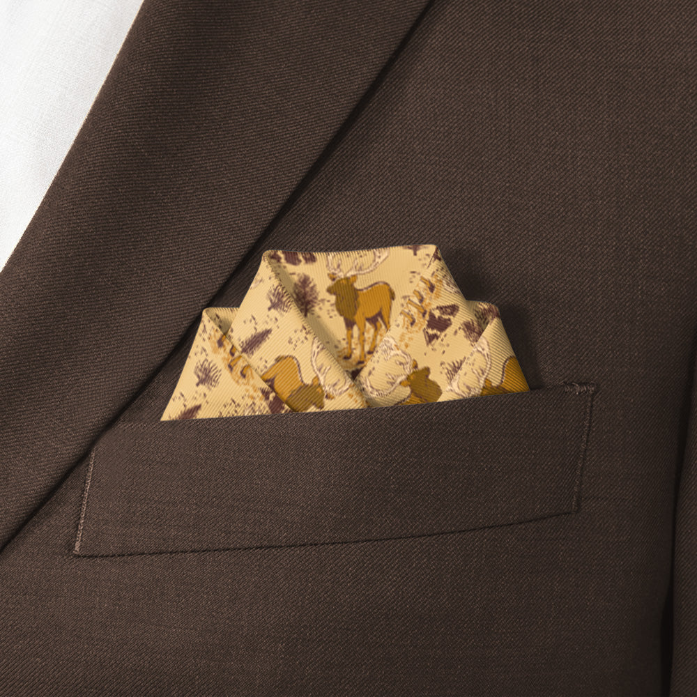 Evergreen Elk Pocket Square - Scalloped Fold - Knotty Tie Co.