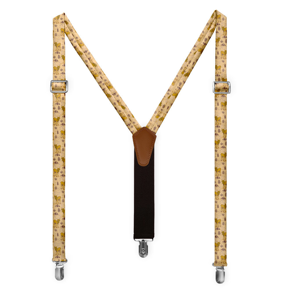 Evergreen Elk Suspenders - Full Front View - Knotty Tie Co.