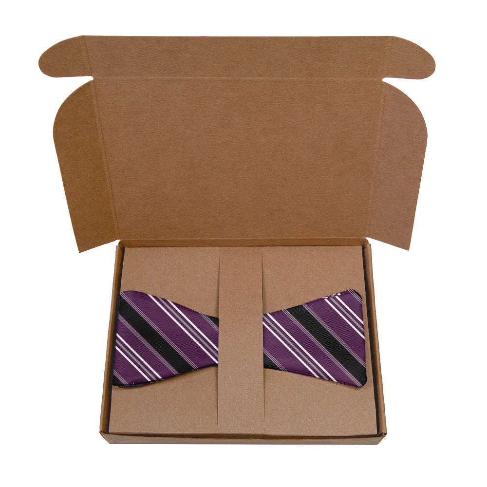 Executive Stripe Bow Tie - Kraft Gift Box Packaging - Knotty Tie Co.