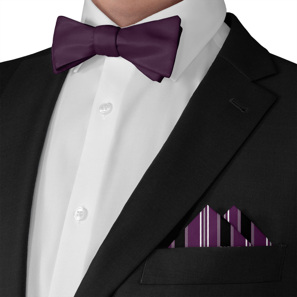 Executive Stripe Pocket Square - Matching Bow Tie - Knotty Tie Co.