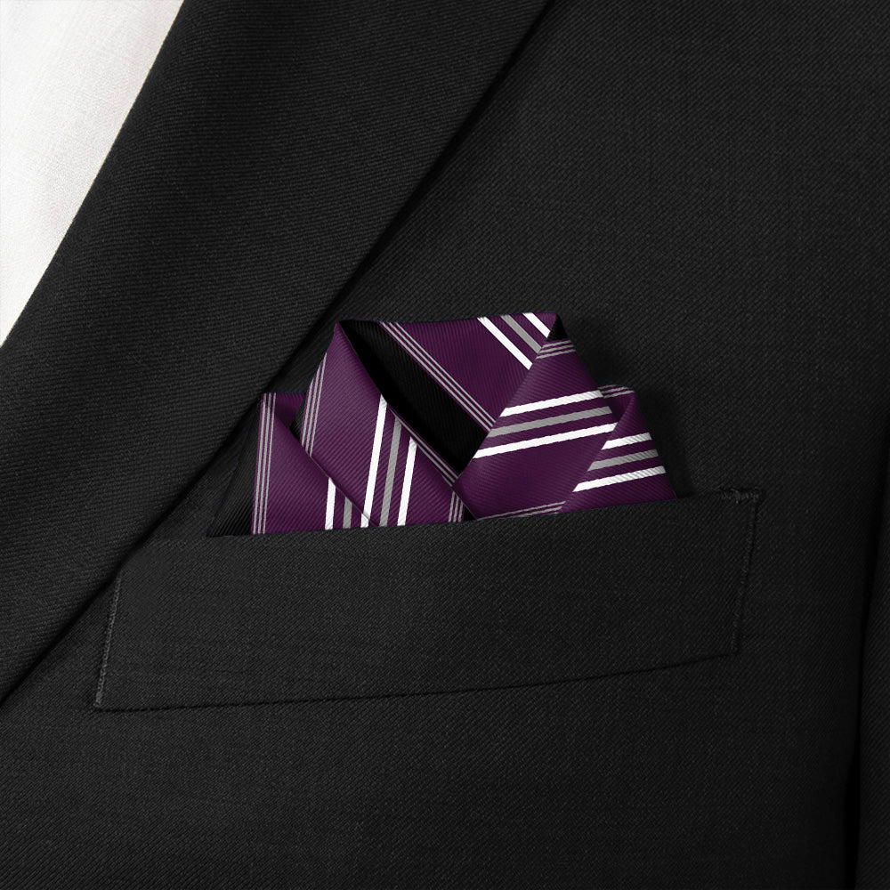 Executive Stripe Pocket Square - Scalloped Fold - Knotty Tie Co.