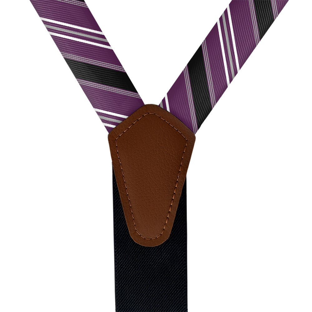 Executive Stripe Suspenders - Vegan Leather Y-Back - Knotty Tie Co.
