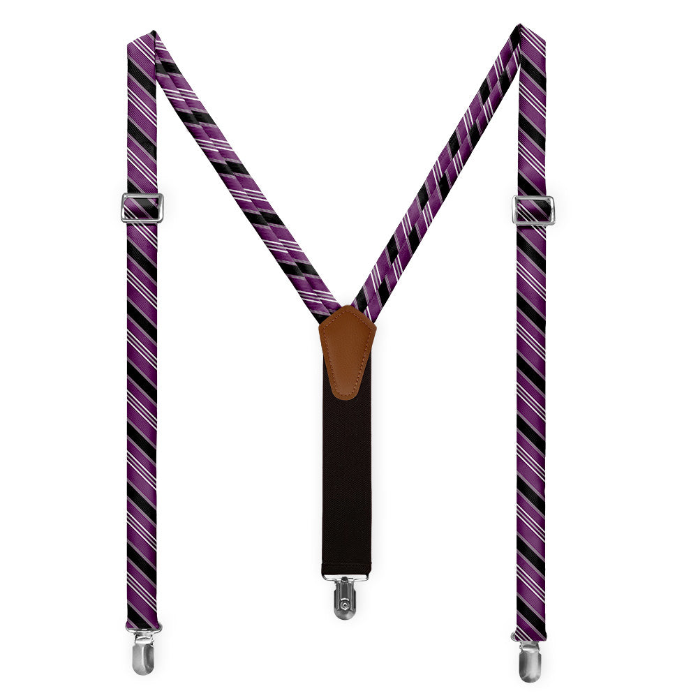 Executive Stripe Suspenders - Full Front View - Knotty Tie Co.
