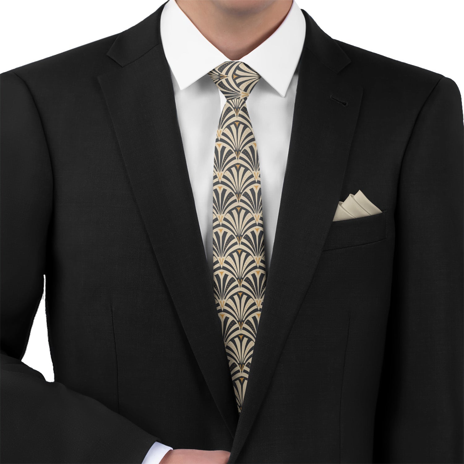 Fanfare Geometric Necktie - Matching Pocket Square - Knotty Tie Co.