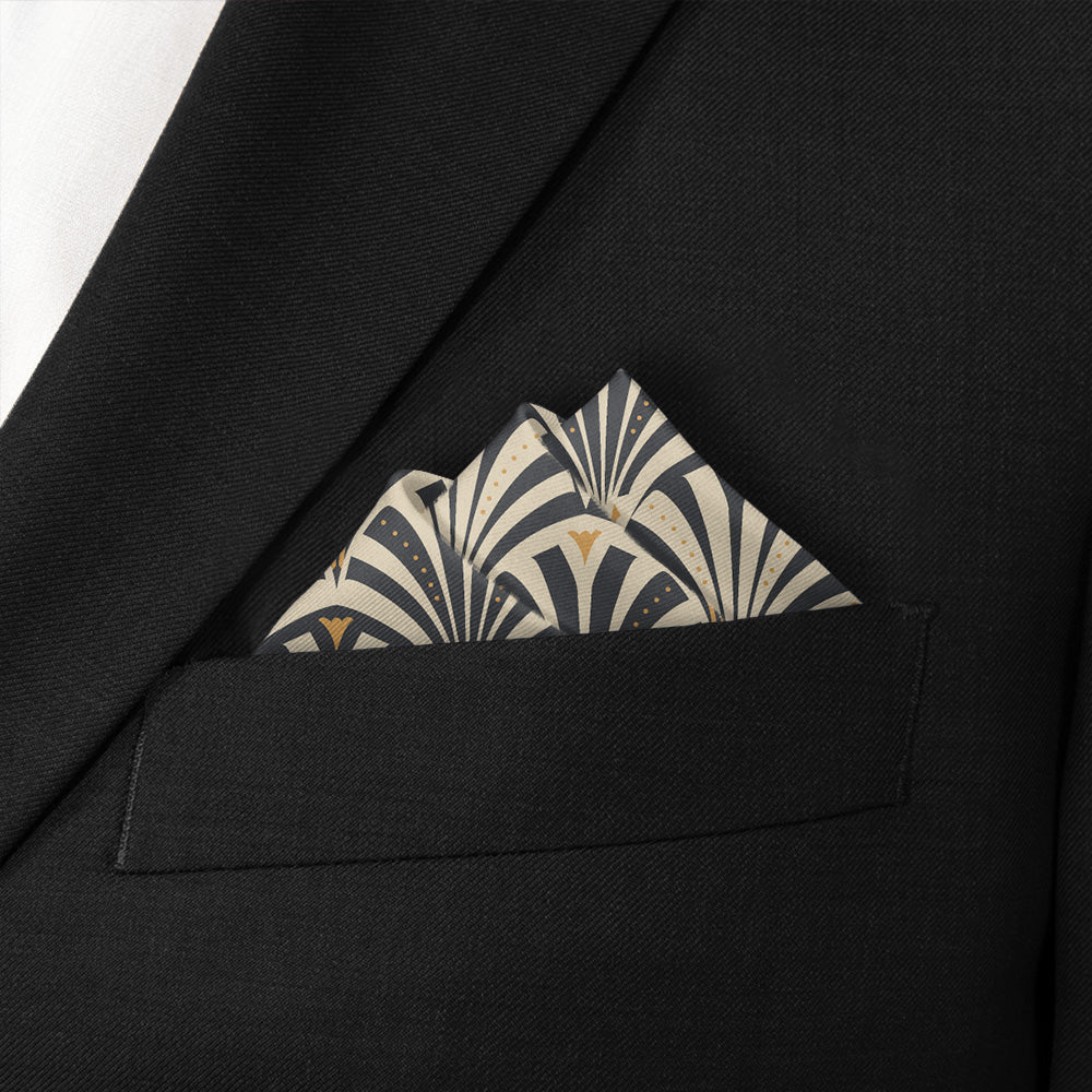 Fanfare Geometric Pocket Square - Stairs Fold - Knotty Tie Co.