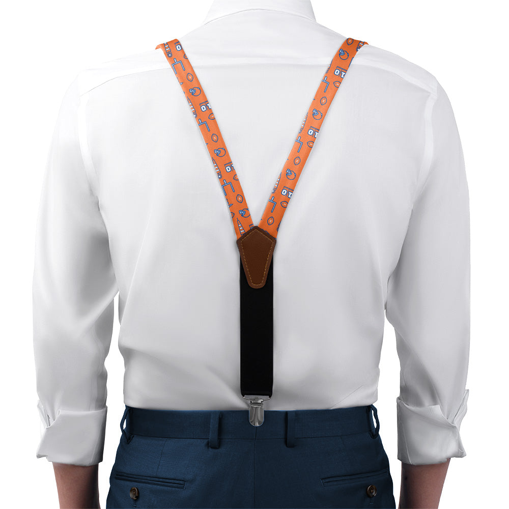 First Down Football Suspenders - On Model Front View - Knotty Tie Co.
