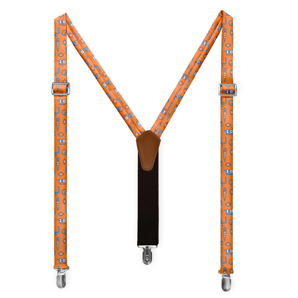 First Down Football Suspenders - Full Front View - Knotty Tie Co.