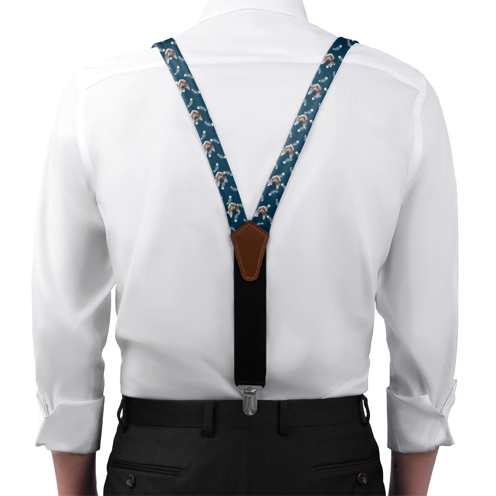 Fish Bone Photo Suspenders - On Model Front View - Knotty Tie Co.