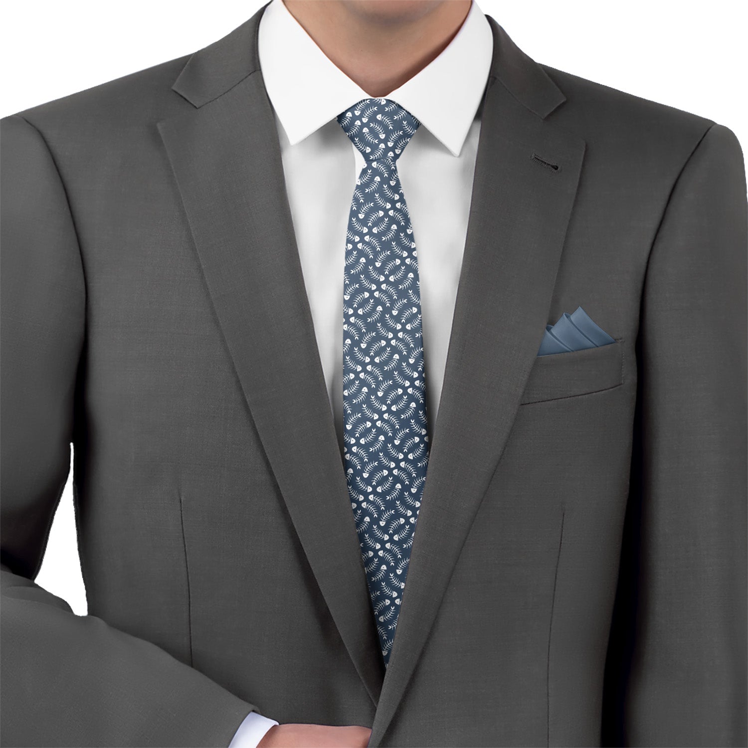 Fishbone Necktie - Matching Pocket Square - Knotty Tie Co.