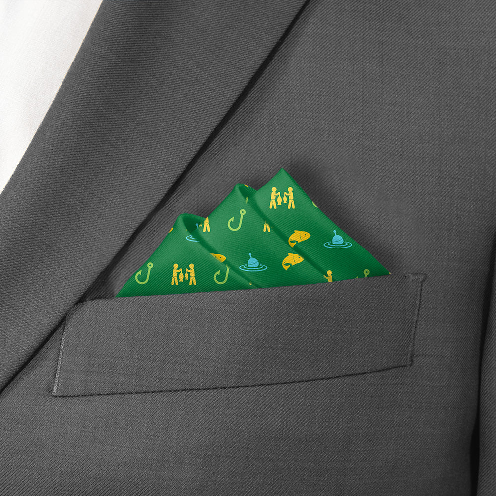 Fishing With Friends Pocket Square - Stairs Fold - Knotty Tie Co.