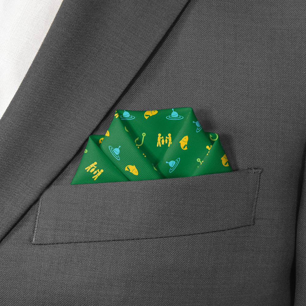 Fishing With Friends Pocket Square - Scalloped Fold - Knotty Tie Co.