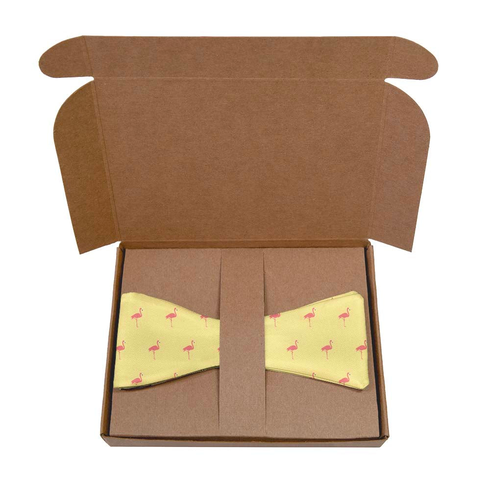 Flamingos Bow Tie- Kraft Gift Box Packaging - Knotty Tie Co.