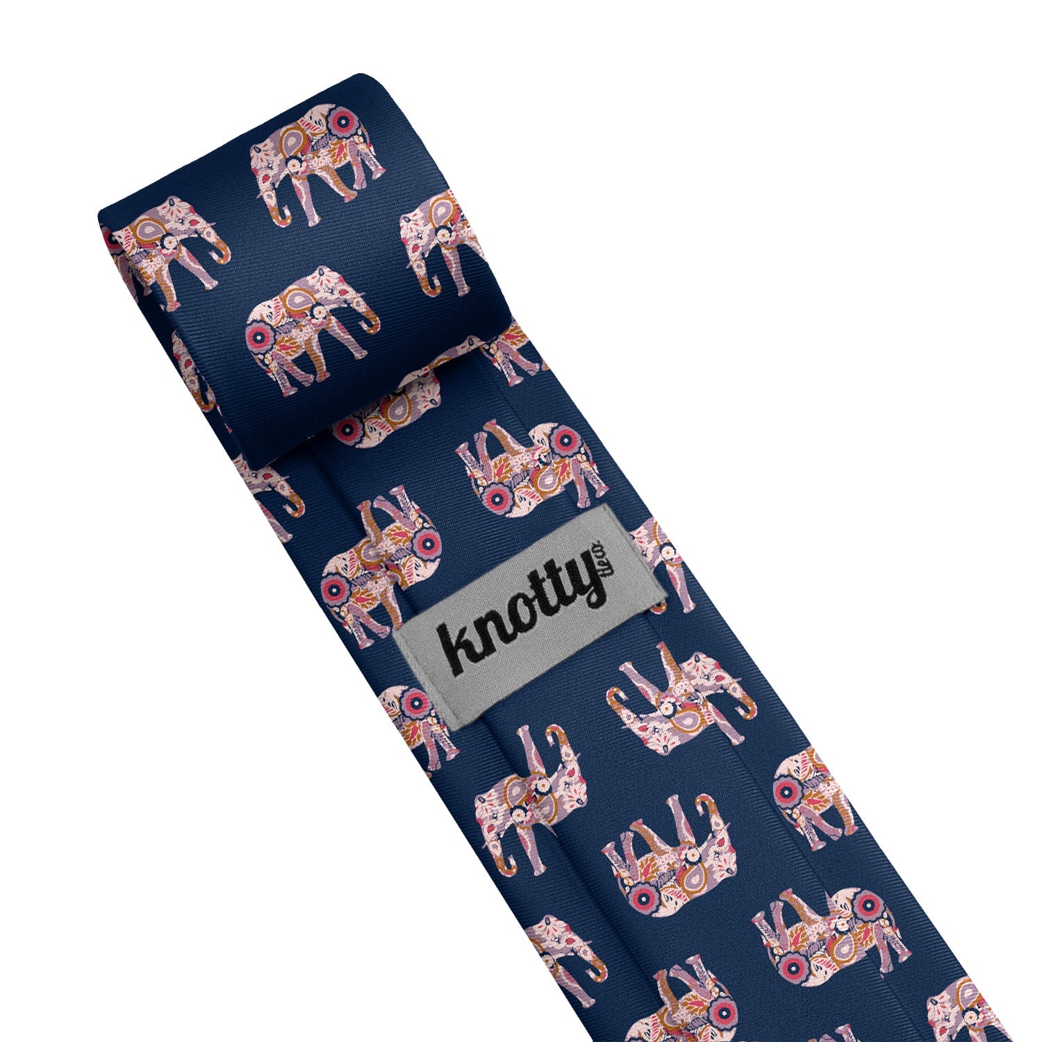 Floral Elephants Necktie - Tag - Knotty Tie Co.
