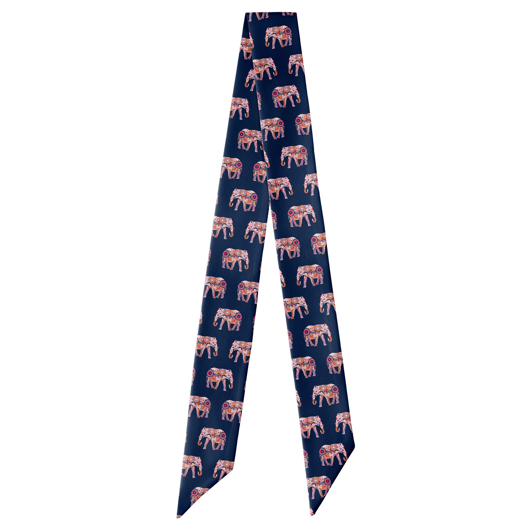 Floral Elephants Hair Scarf - Full View of Hair Scarf - Knotty Tie Co.