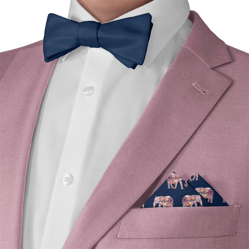 Floral Elephants Pocket Square - Matching Bow Tie - Knotty Tie Co.