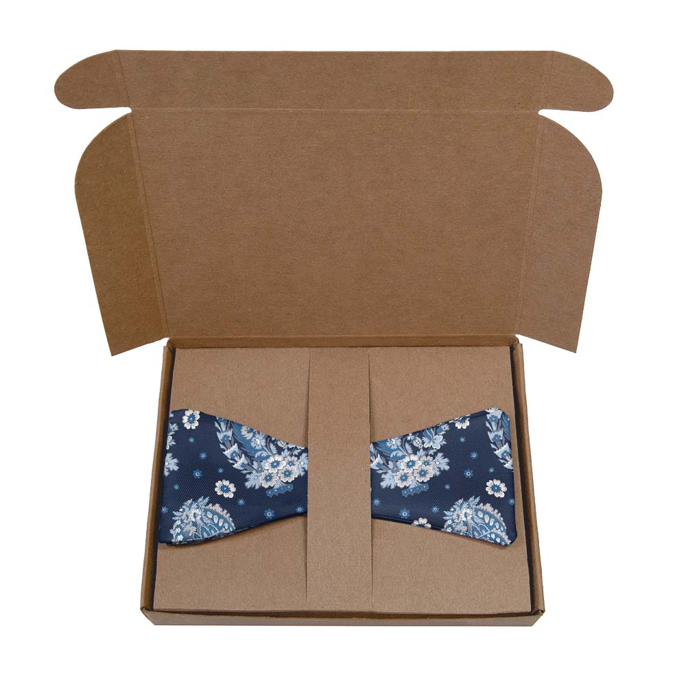 Floral Paisley Bow Tie- Kraft Gift Box Packaging - Knotty Tie Co.