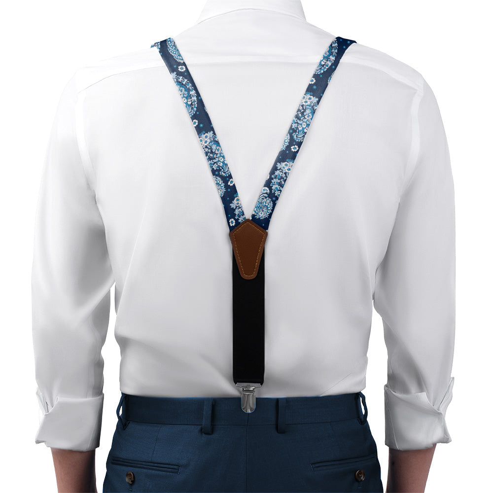 Floral Paisley Suspenders - On Model Front View - Knotty Tie Co.