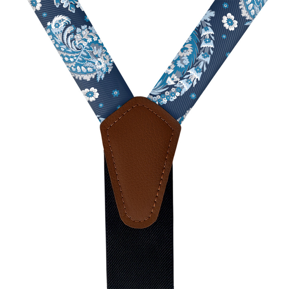 Floral Paisley Suspenders - Vegan Leather Y-Back - Knotty Tie Co.
