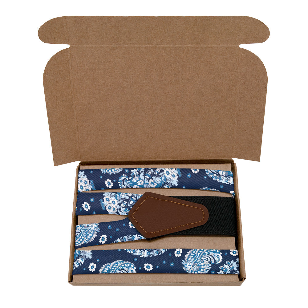 Floral Paisley Suspenders - Kraft Gift Box Packaging - Knotty Tie Co.
