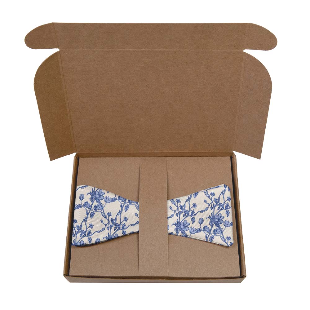 Floral Toile Bow Tie- Kraft Gift Box Packaging - Knotty Tie Co.