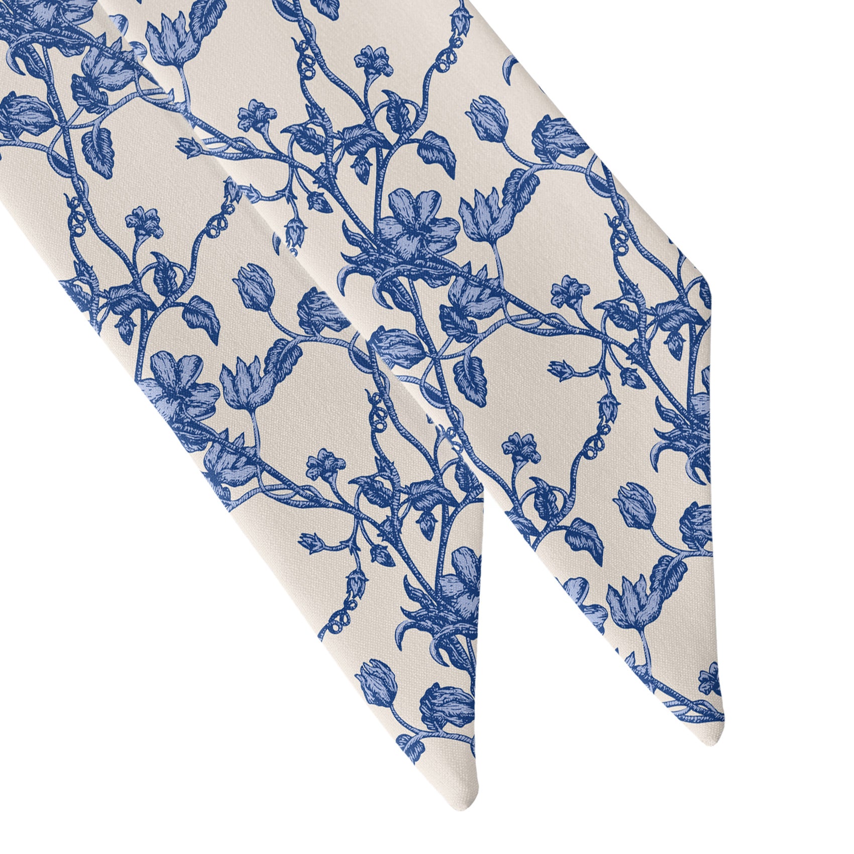 Floral Toile Hair Scarf - Scarf Tapered Ends - Knotty Tie Co.