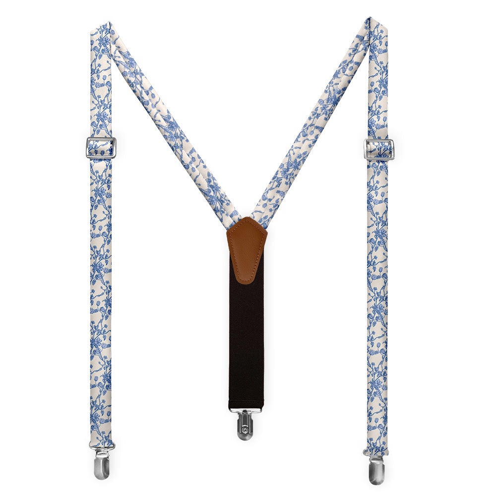 Floral Toile Suspenders - Full Front View - Knotty Tie Co.