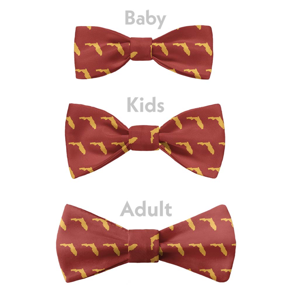 Florida State Outline Bow Tie - Bow Sizes - Knotty Tie Co.