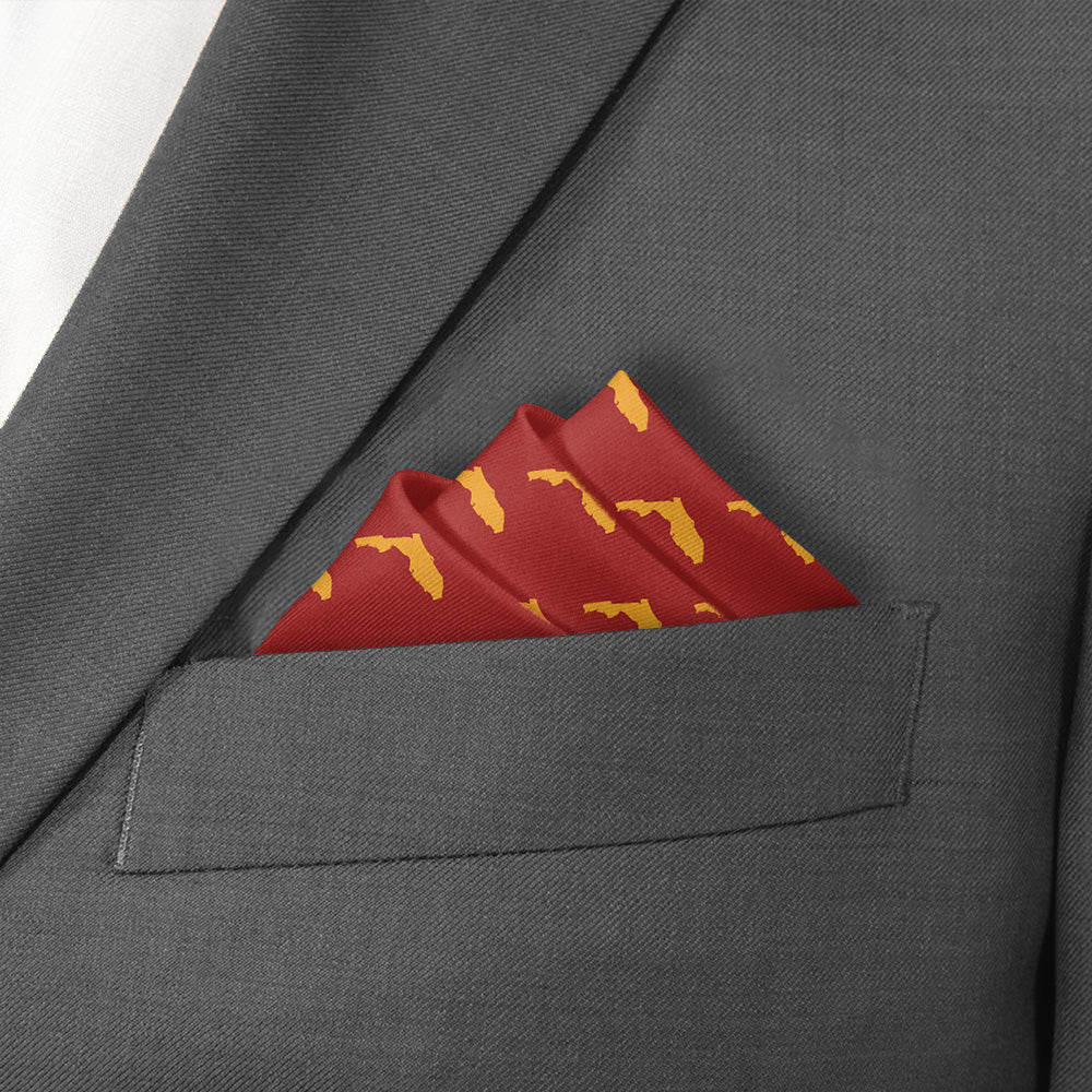 Florida State Outline Pocket Square - Stairs Fold - Knotty Tie Co.