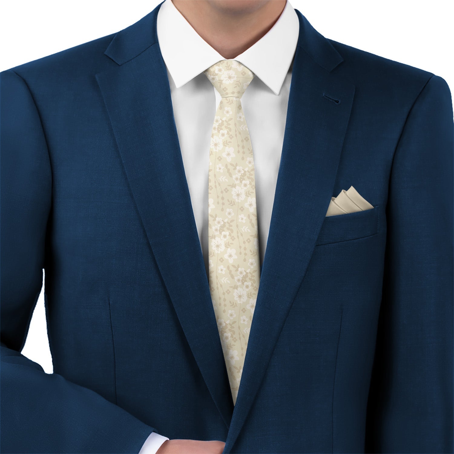 Flowy Floral Necktie - Matching Pocket Square - Knotty Tie Co.