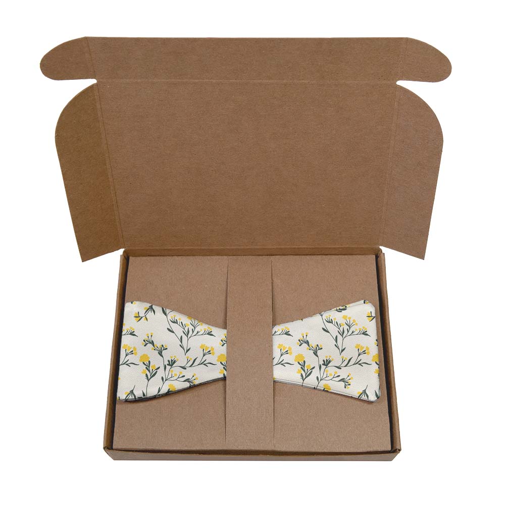 Folksy Floral Bow Tie- Kraft Gift Box Packaging - Knotty Tie Co.