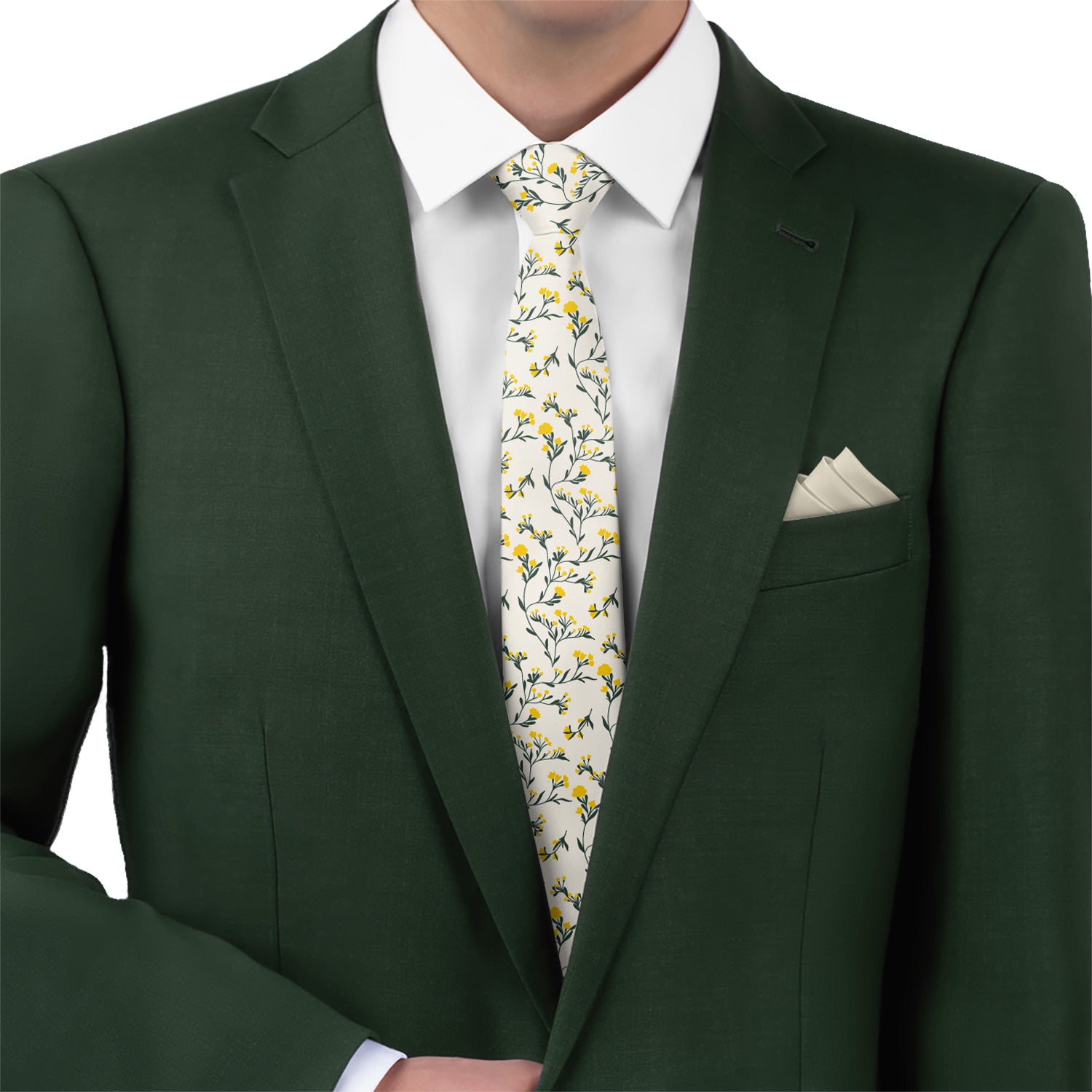 Folksy Floral Necktie - Matching Pocket Square - Knotty Tie Co.