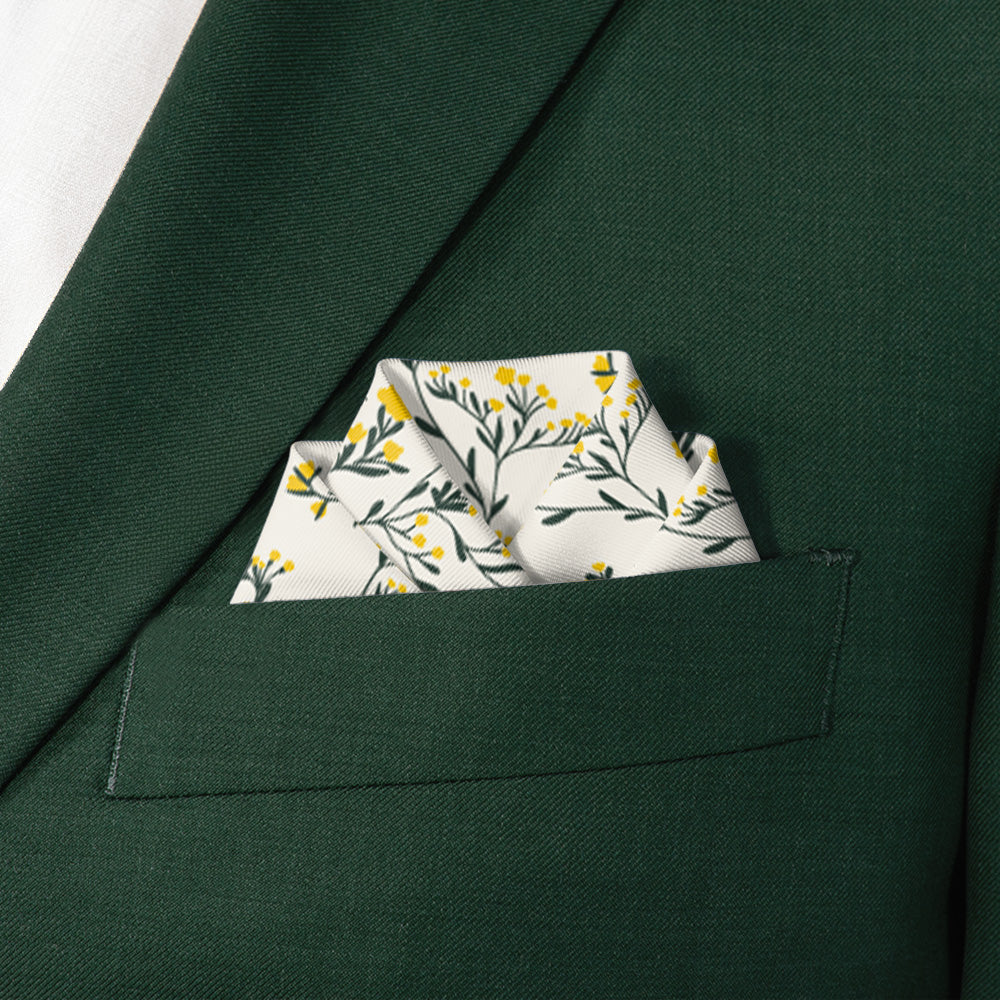 Folksy Floral Pocket Square - Scalloped Fold - Knotty Tie Co.