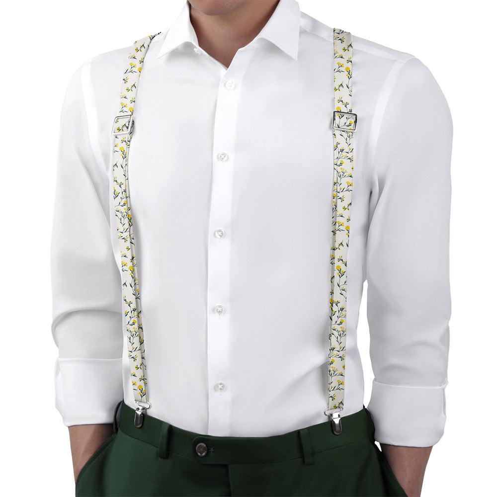 Folksy Floral Suspenders - On Model Back View - Knotty Tie Co.