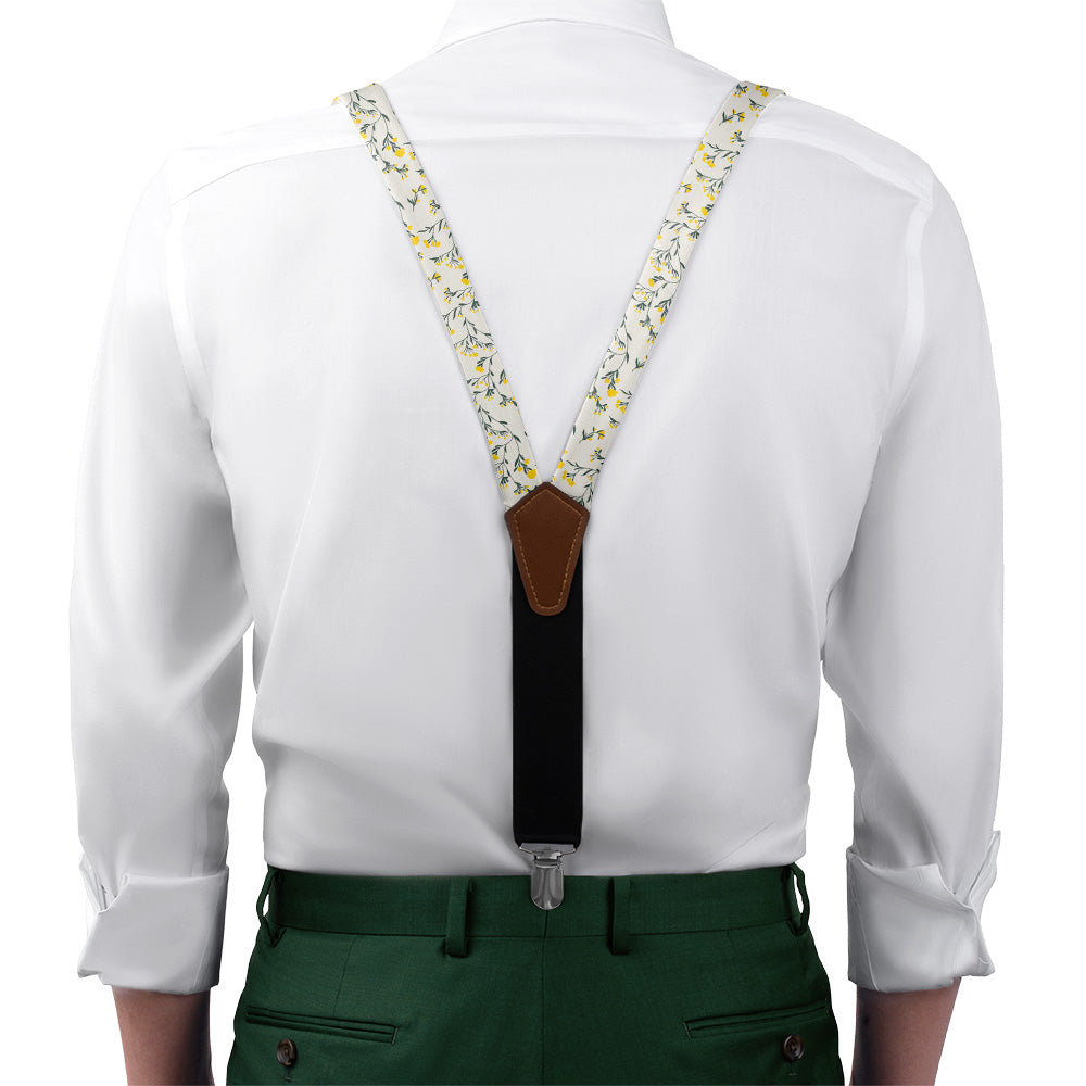 Folksy Floral Suspenders - On Model Front View - Knotty Tie Co.