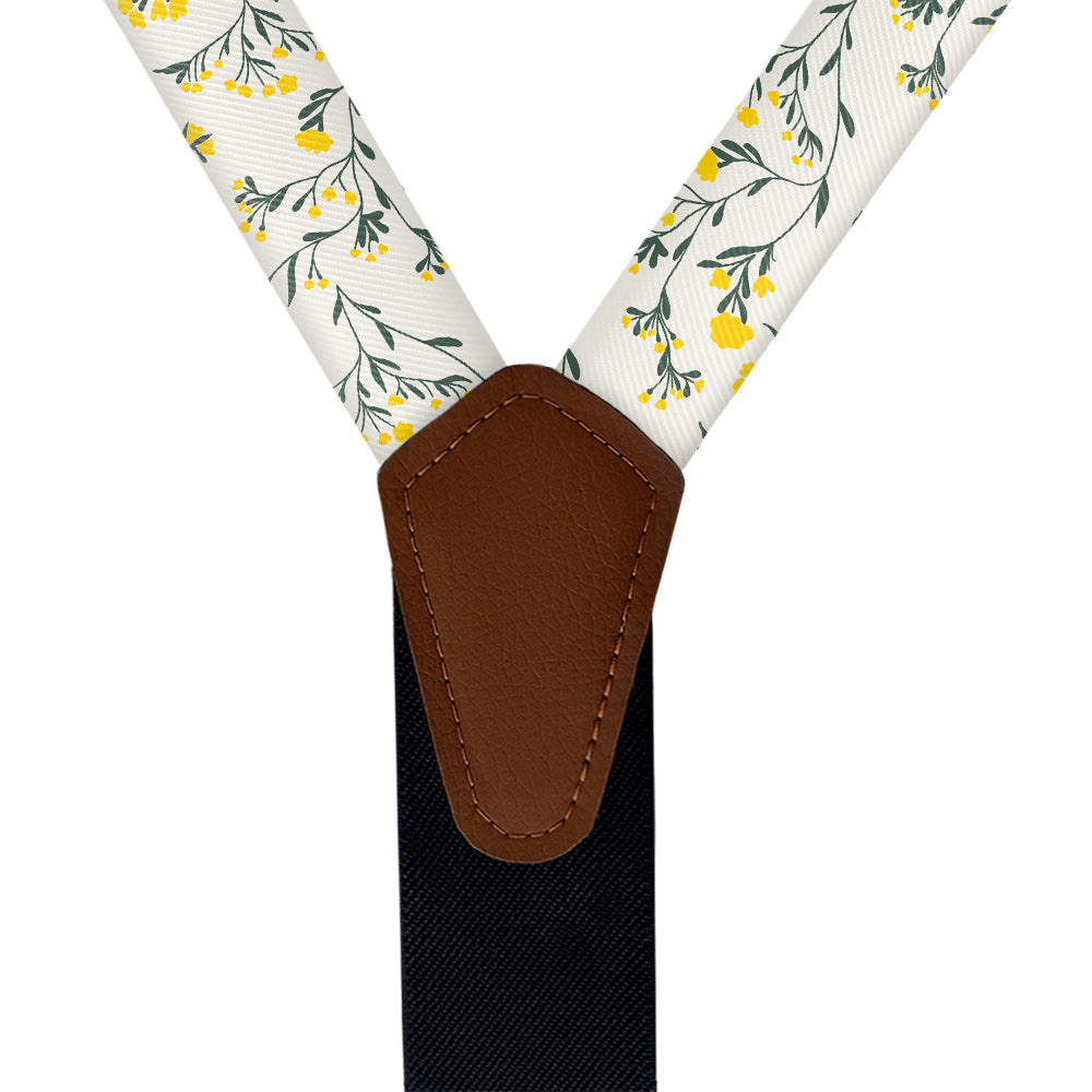 Folksy Floral Suspenders - Vegan Leather Y-Back - Knotty Tie Co.