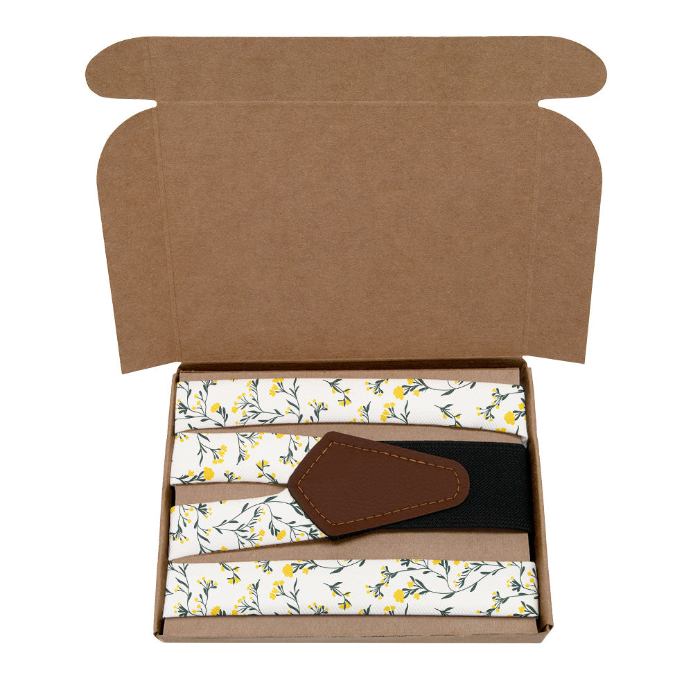 Folksy Floral Suspenders - Kraft Gift Box Packaging - Knotty Tie Co.