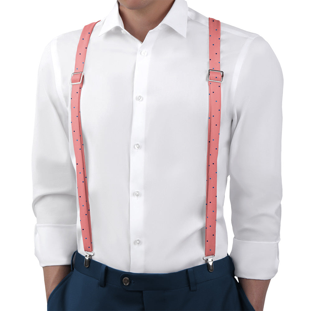 Four Color Denver Dots Suspenders - On Model Back View - Knotty Tie Co.