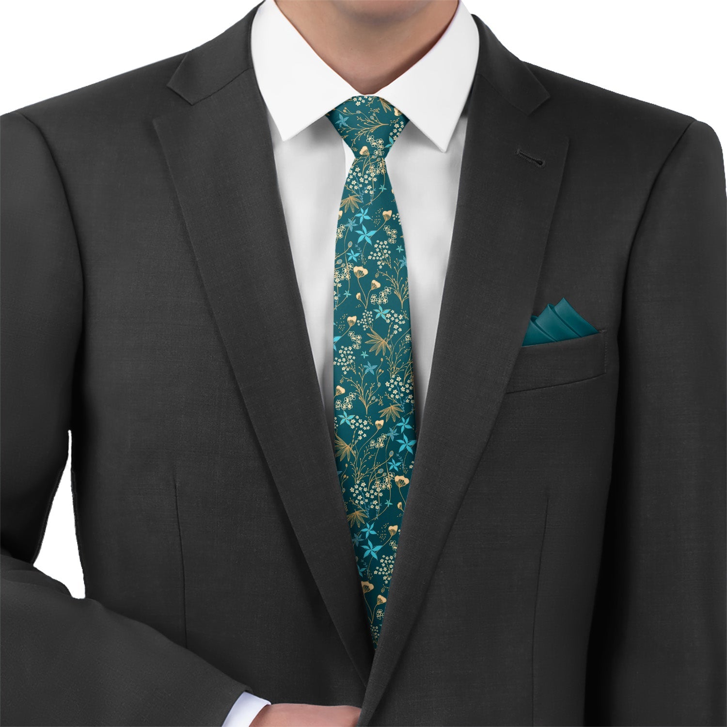 Frankie Floral Necktie - Matching Pocket Square - Knotty Tie Co.