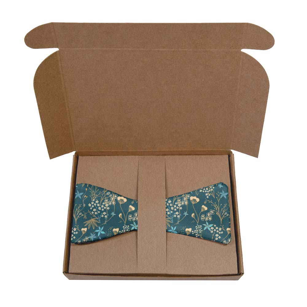 Frankie Floral Bow Tie- Kraft Gift Box Packaging - Knotty Tie Co.