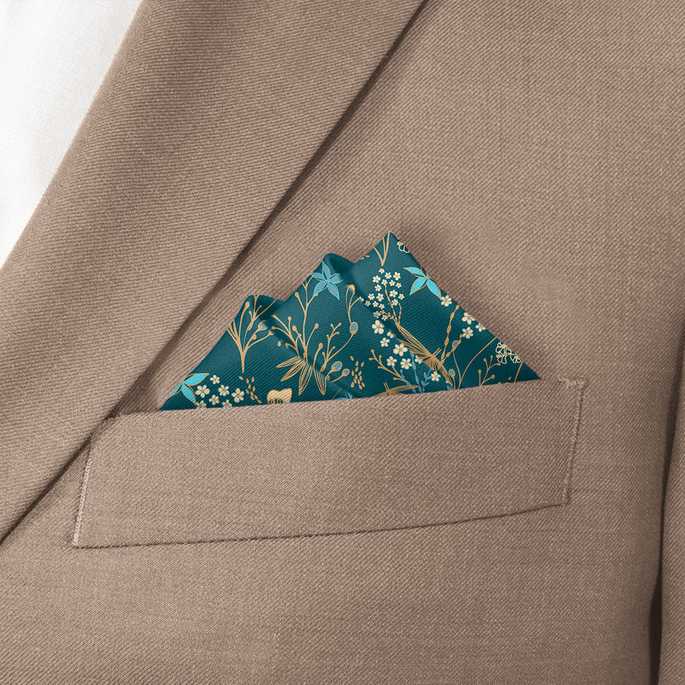 Frankie Floral Pocket Square - Stairs Fold - Knotty Tie Co.