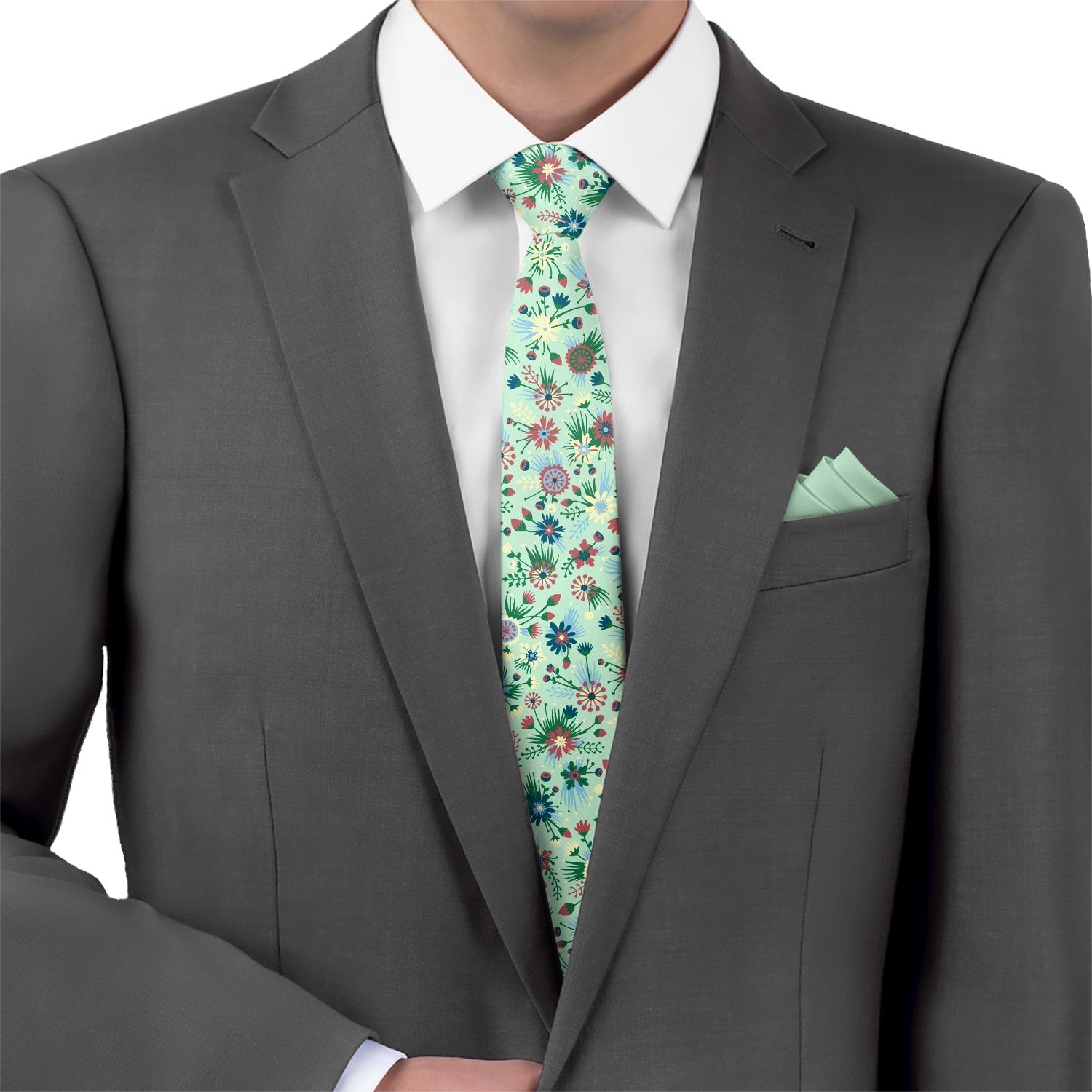 Freesia Floral Necktie - Matching Pocket Square - Knotty Tie Co.