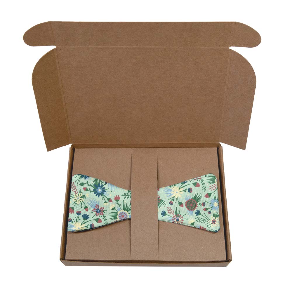 Freesia Floral Bow Tie- Kraft Gift Box Packaging - Knotty Tie Co.