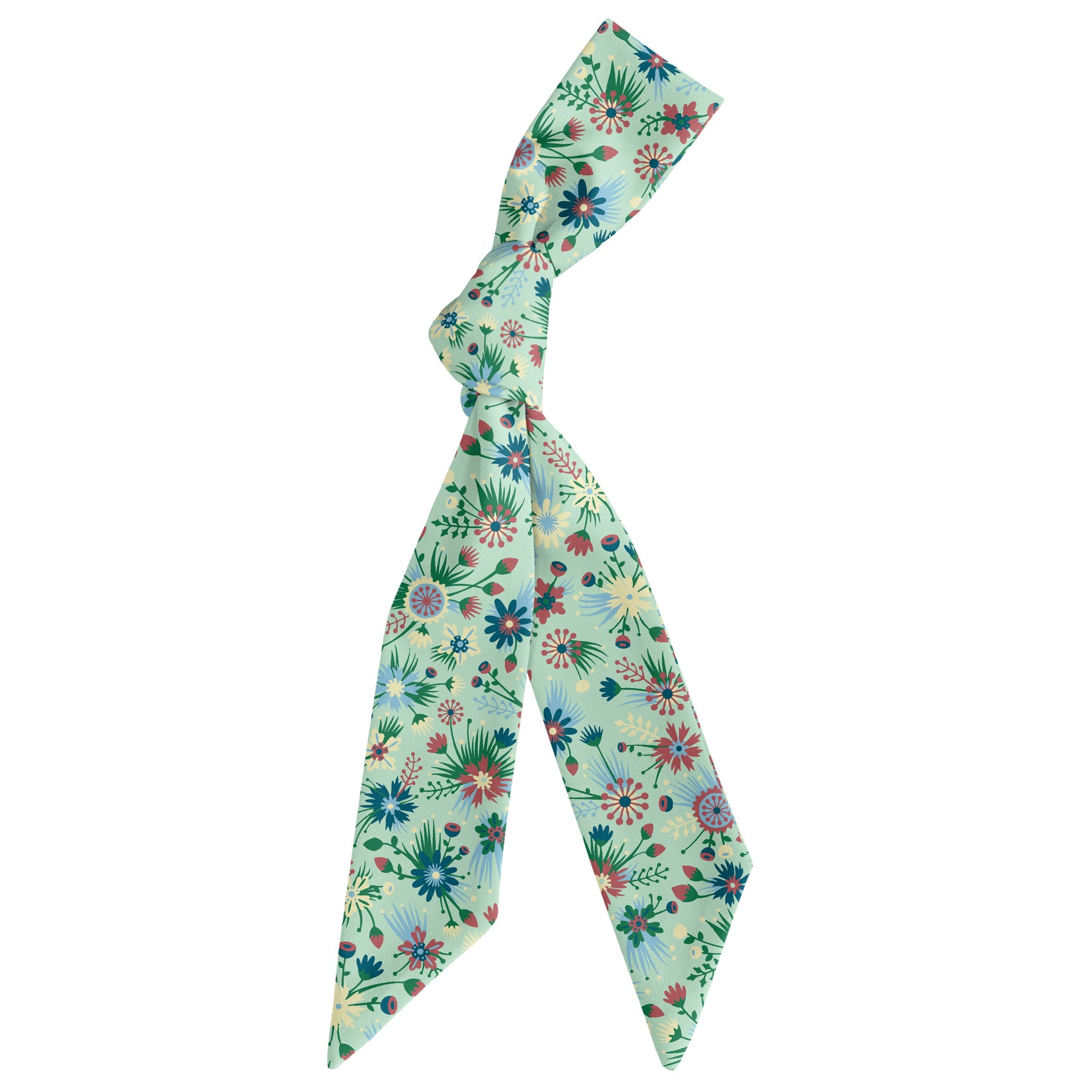 Freesia Floral Hair Scarf - Scarf Tied Into Knot - Knotty Tie Co.