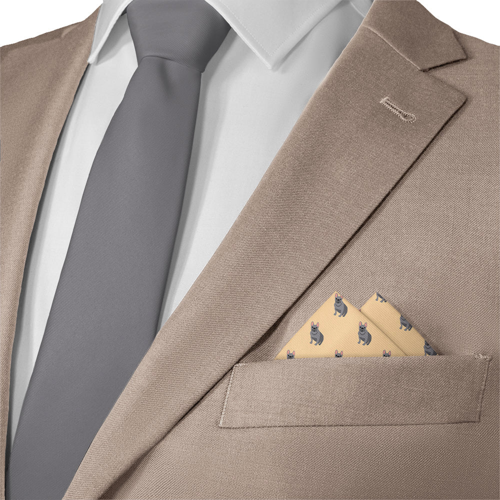French Bulldog Pocket Square - Matching Necktie- Knotty Tie Co.