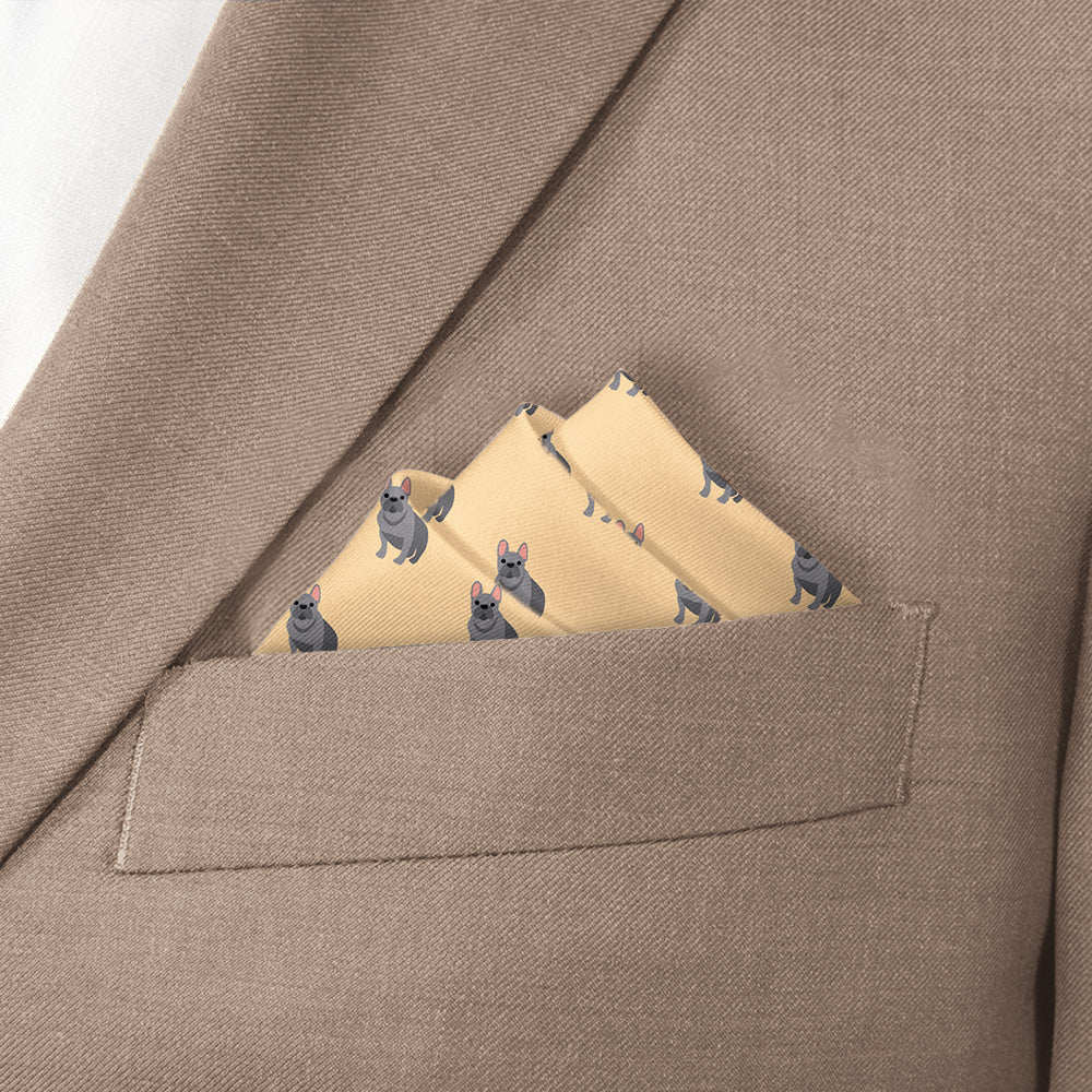 French Bulldog Pocket Square - Stairs Fold - Knotty Tie Co.