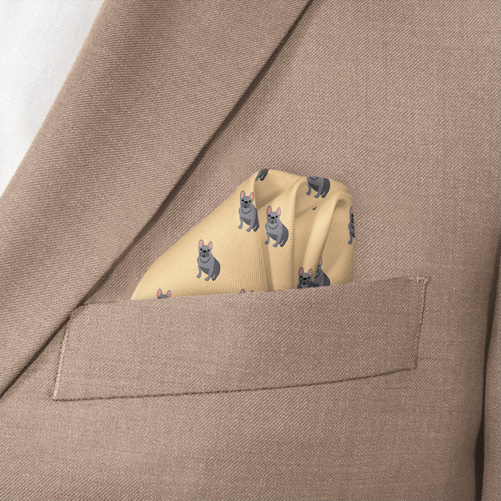French Bulldog Pocket Square - Wave Fold - Knotty Tie Co.
