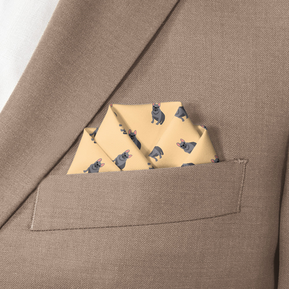French Bulldog Pocket Square - Scalloped Fold - Knotty Tie Co.