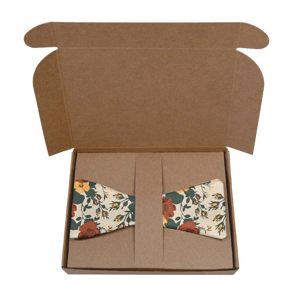 Full Bloom Floral Bow Tie- Kraft Gift Box Packaging - Knotty Tie Co.
