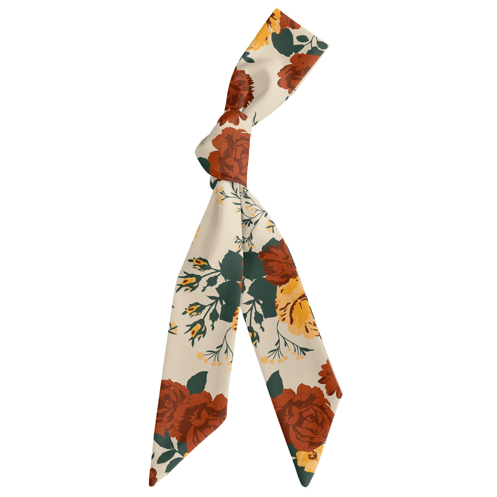 Full Bloom Floral Hair Scarf - Scarf Tied Into Knot - Knotty Tie Co.